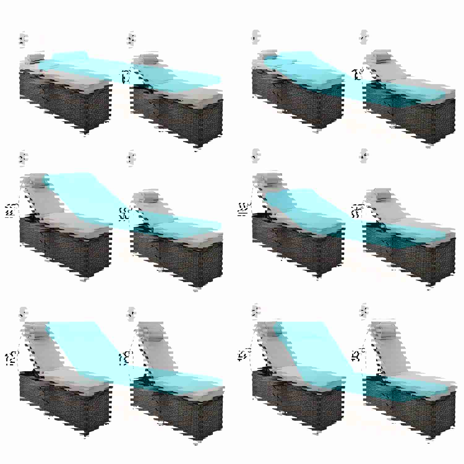 Outdoor PE Wicker Chaise Lounge - 2 Piece Patio Lounge Chair Set with Side Table