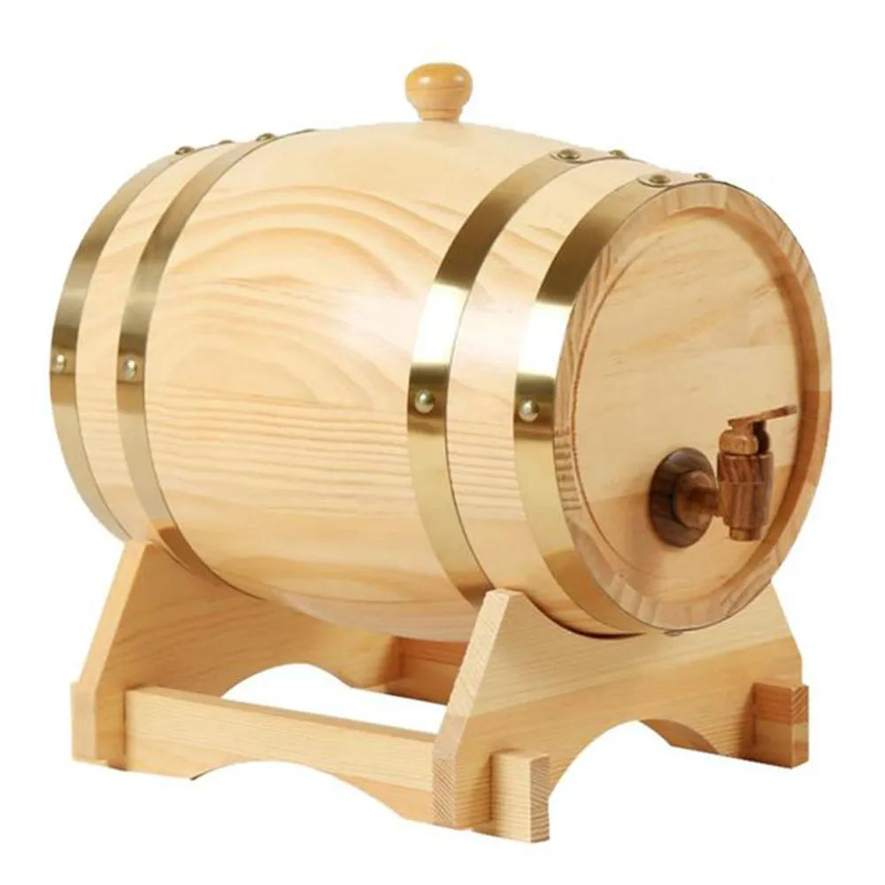 3L Wood Barrel Vintage Oak Beer Brewing Tools Tap Dispenser for Rum Pot Whisky Wine Bar Tools