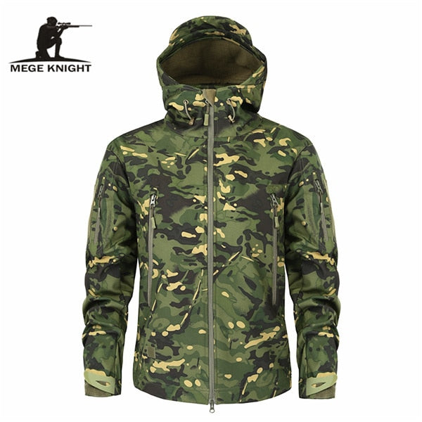 Mege Brand Men's Military Camouflage Fleece Jacket - Tactical Windbreaker