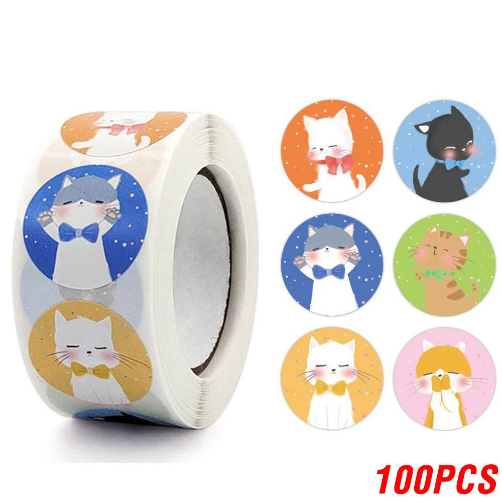CIFEEO 100-500pcs Kawaii Cat Thank You Stickers for Gifts, Cards, and Parties