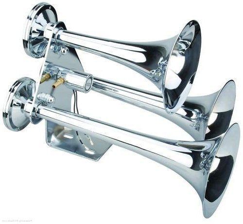 Skroutz Chrome Electric Air Horn for Cars - 152db Loud Train Sound with Metal Base