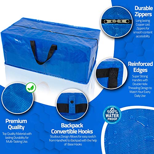 Heavy Duty Organizer Storage Bag - XL Moving Bags with Zippers, 4 Packs