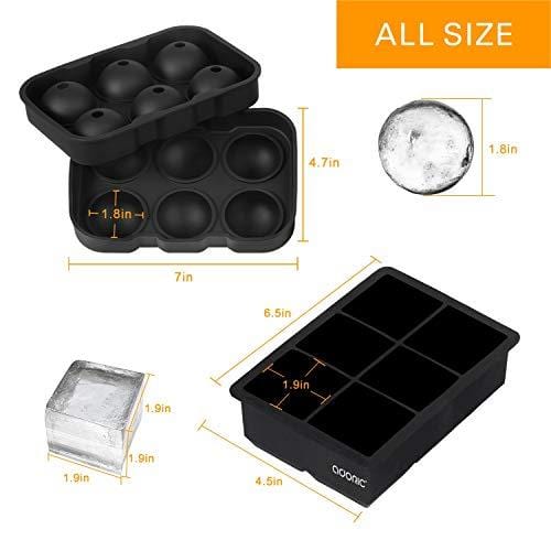 Adoric Sphere Ice Cube Molds Set of 2 - Silicone Ice Ball Maker with Lid for Whiskey & Cocktails