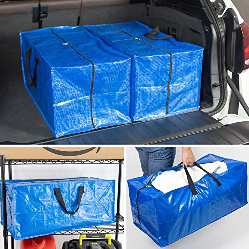 Heavy Duty Organizer Storage Bag - XL Moving Bags with Zippers, 4 Packs