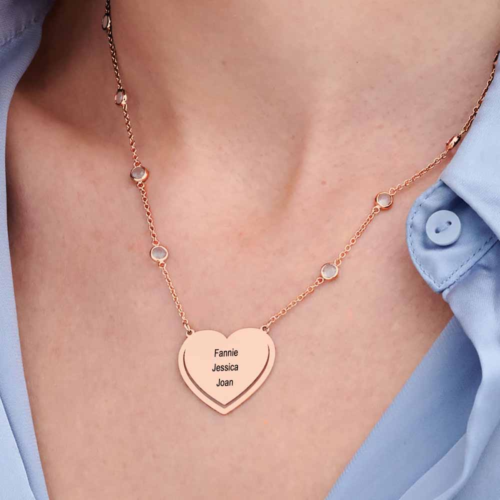 Custom Text Heart-shaped Necklace Personalized Silver Name Necklace Jewelry Design for Mother's Day Gift