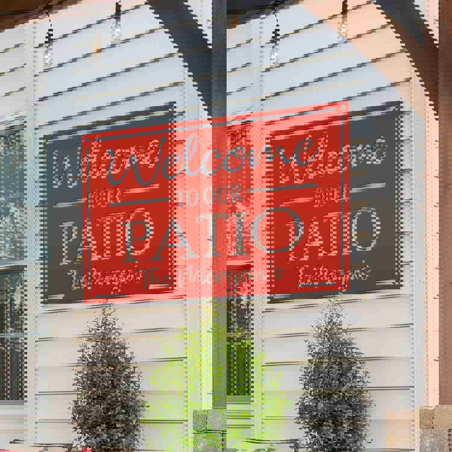 Personalized Metal Patio Welcome Sign - Custom Outdoor Decor for Porch, Deck, or Wedding Gift