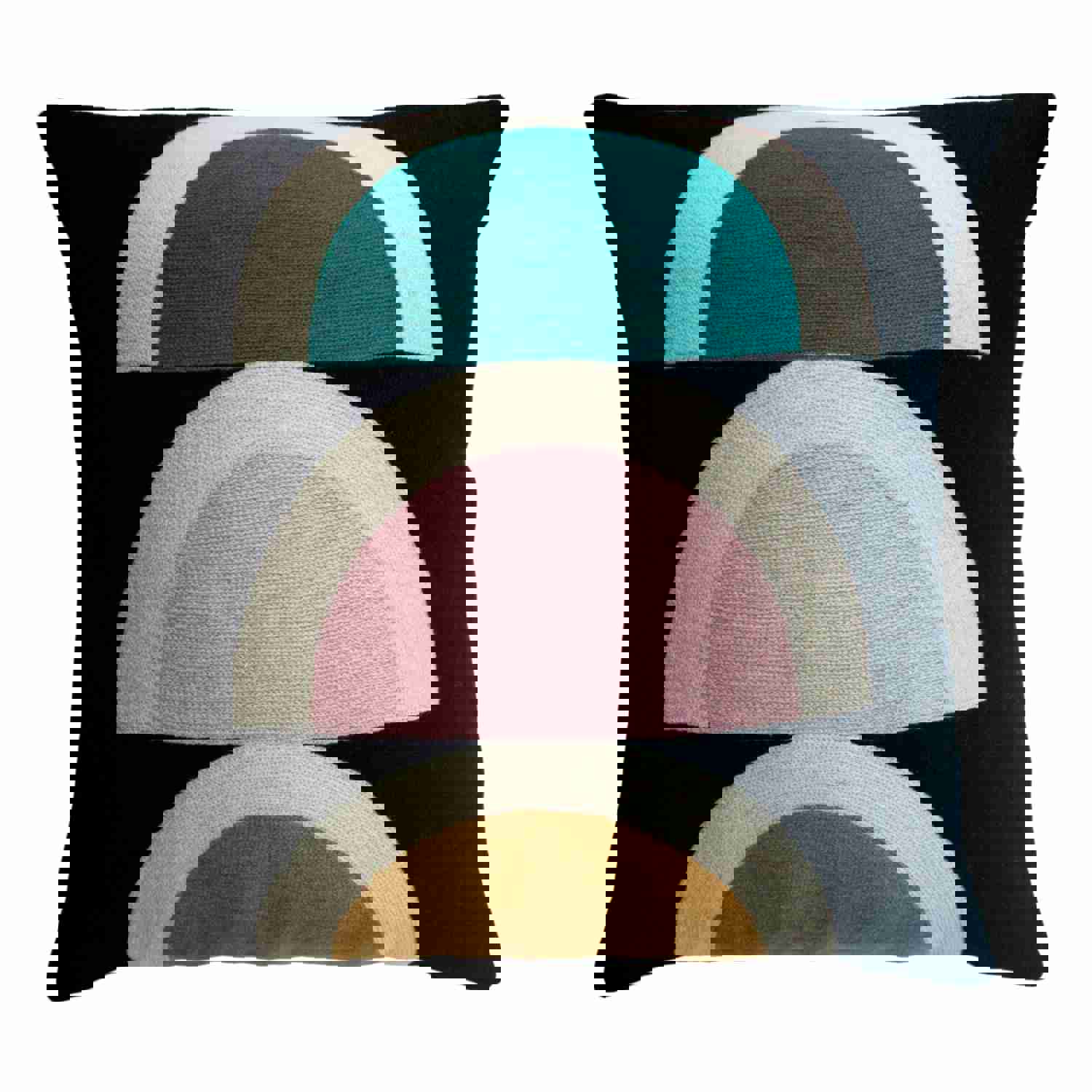 VIOLA BLACK PILLOW - Hand Embroidered Geometric Throw Pillow
