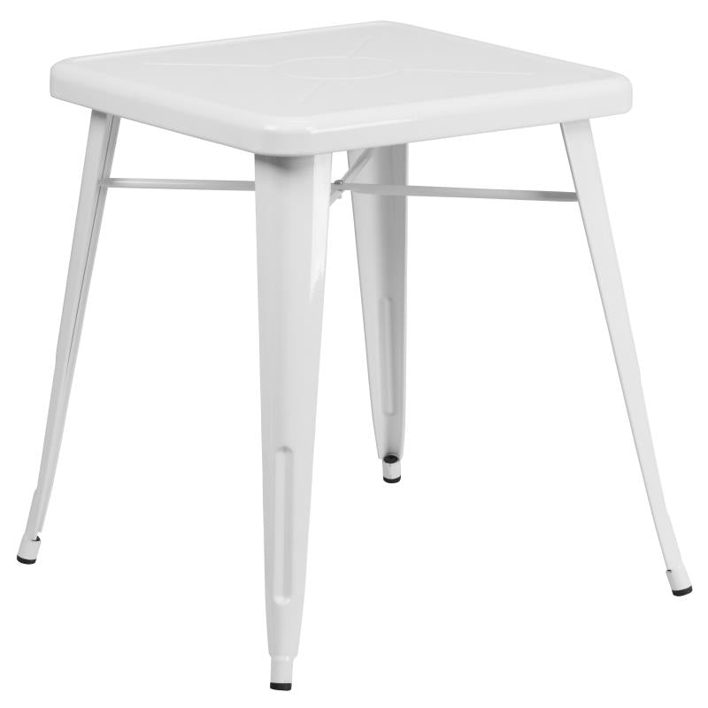 Flash Furniture Prince Commercial Grade 23.75 Square White Metal Indoor-Outdoor Table