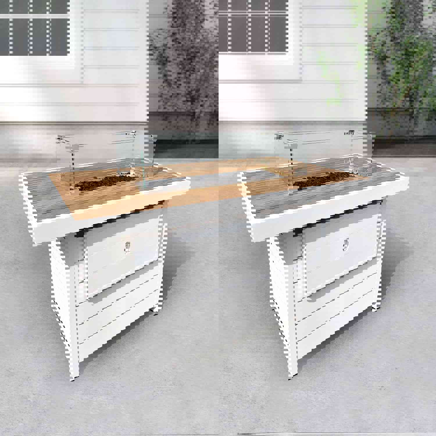 Denver 4-Piece Aluminum Outdoor Patio Fire Pit Seating Set with Acrylic Cast Ash Cushions