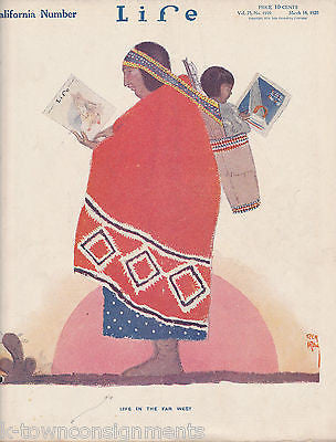 Life Magazine 1920 Antique Rea Irving Native American Cover Art Illustration