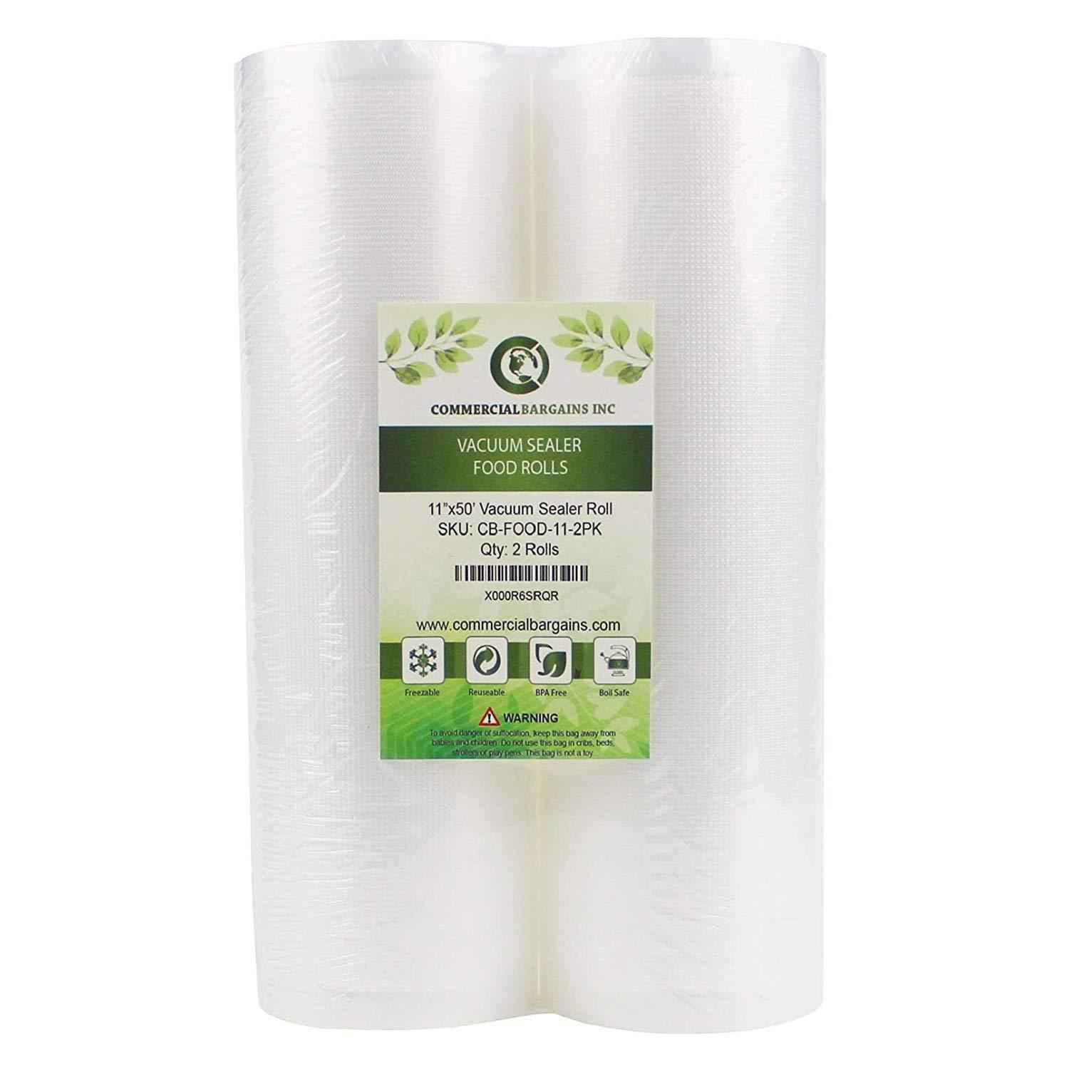Commercial Bargains 2 Jumbo 11 x 50 Commercial Vacuum Sealer Saver Bags Sous Vide Food Storage