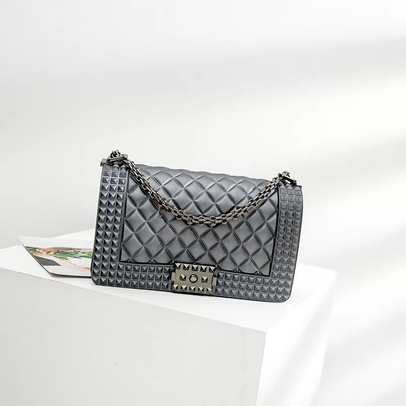Spiked Jelly Handbags - Trendy Biker Style Clutch & Crossbody