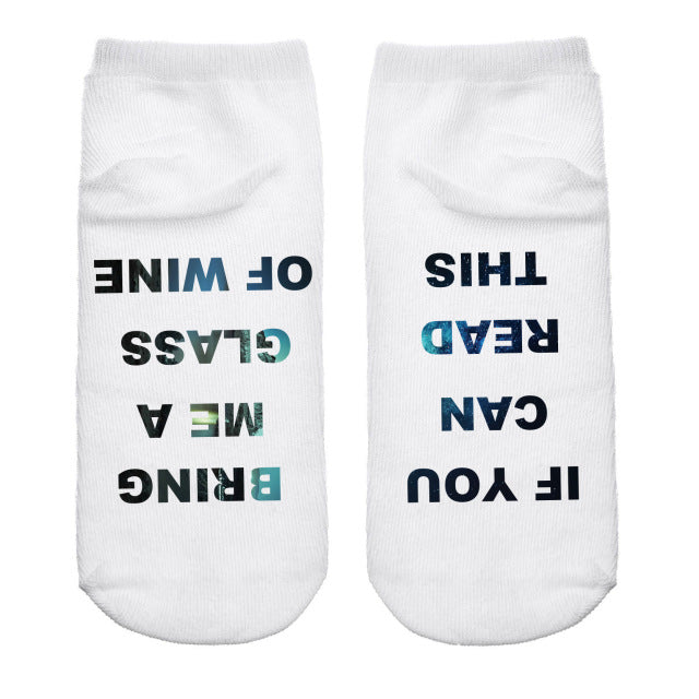 1 Pair IF YOU CAN READ THIS Funny White Low Cut Ankle Socks for Women & Men