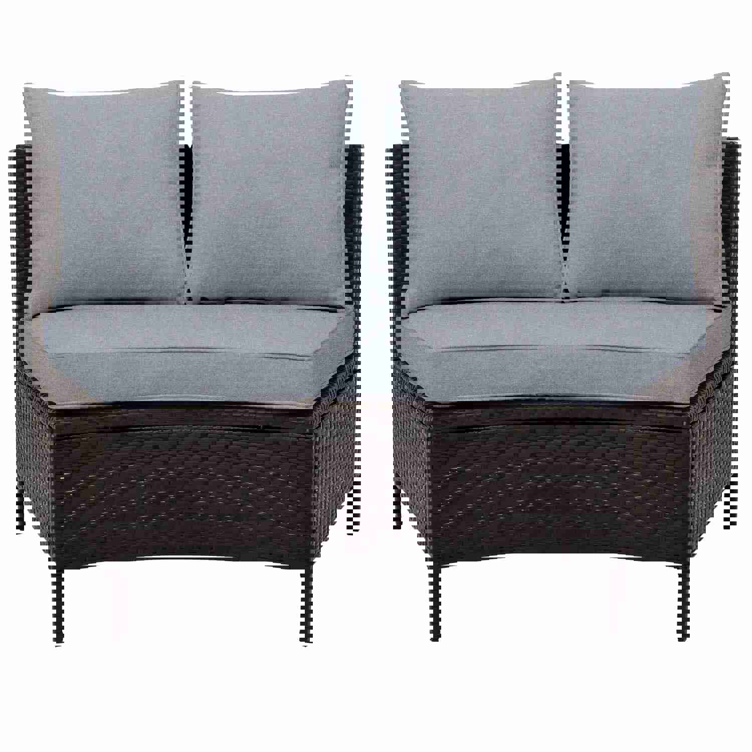 TOPMAX 5-Piece All-Weather Brown PE Rattan Outdoor Patio Sectional Sofa Set with Tempered Glass Table