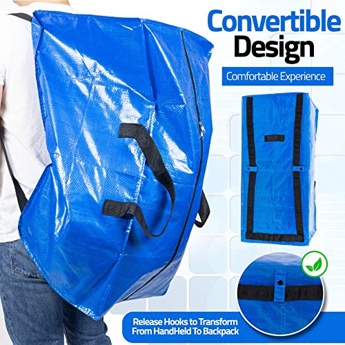 Heavy Duty Organizer Storage Bag - XL Moving Bags with Zippers, 4 Packs