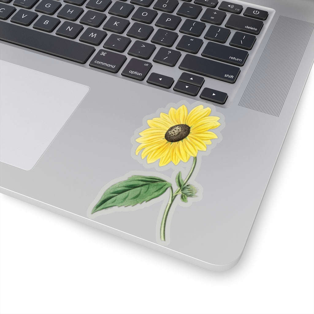 California Sunflower Decal - Nature Bloom Stem Floral Yellow Vinyl Sticker for Laptop, Waterbottle, Tumbler, Car Bumper, Wall