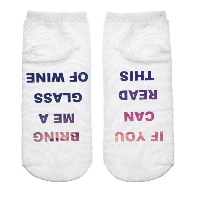 1 Pair IF YOU CAN READ THIS Funny White Low Cut Ankle Socks for Women & Men