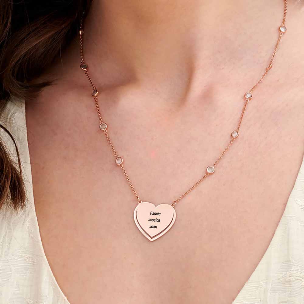 Custom Text Heart-shaped Necklace Personalized Silver Name Necklace Jewelry Design for Mother's Day Gift