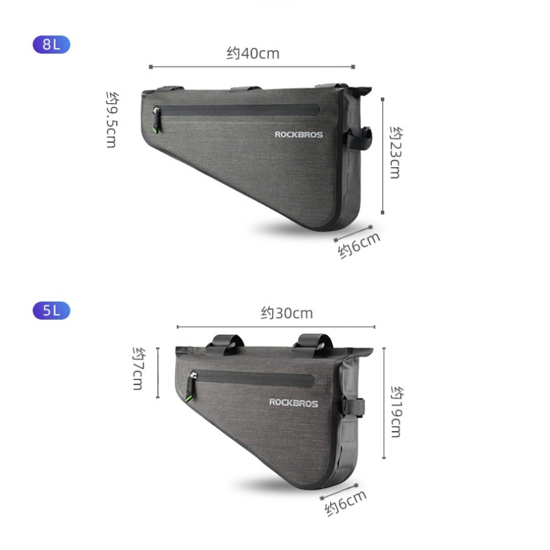 ROCKBROS Waterproof Bicycle Frame Bag for MTB & Road Bikes - Large Capacity (5L/8L)