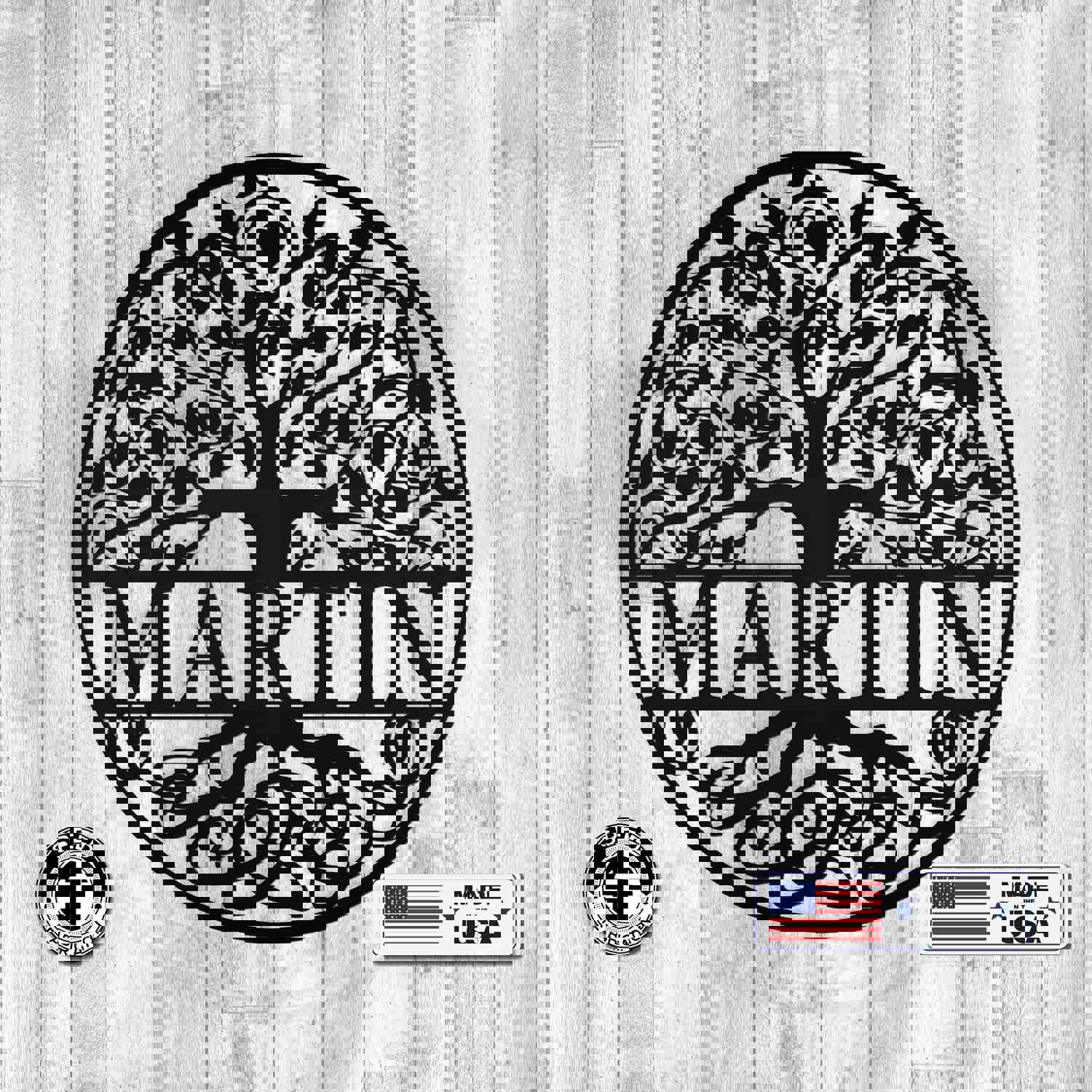 Custom Family Tree Sign - Personalized Round Monogram Metal Sign for Home Decor, Wedding & Anniversary Gift