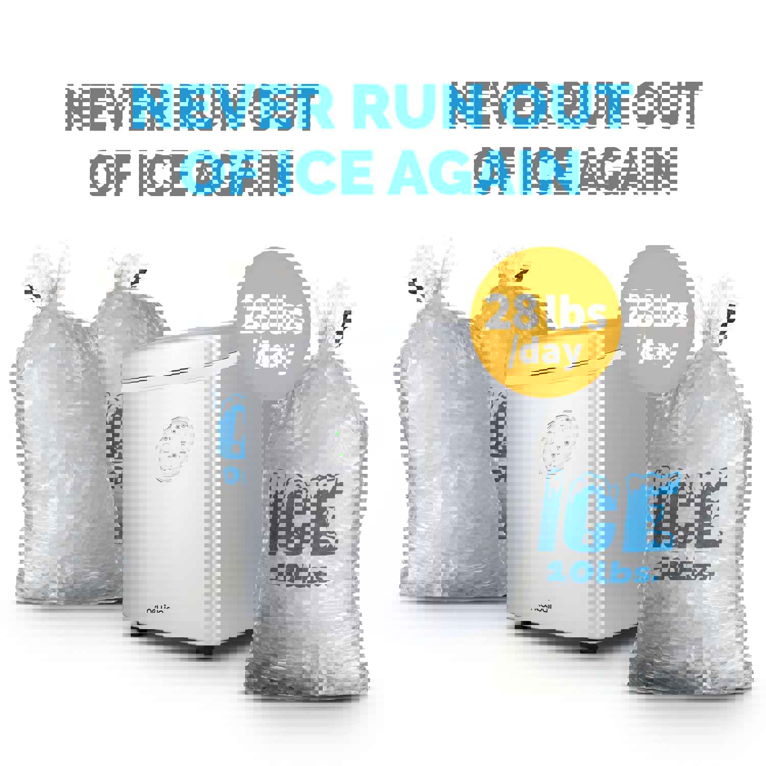 Newair Countertop Ice Maker, 28 lbs. of Ice a Day, 3 Ice Sizes, BPA-Free Parts