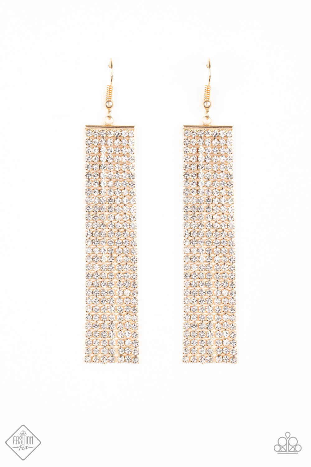 Paparazzi Top-Down Shimmer Gold Earrings - Trendy Elegant Fringe Design