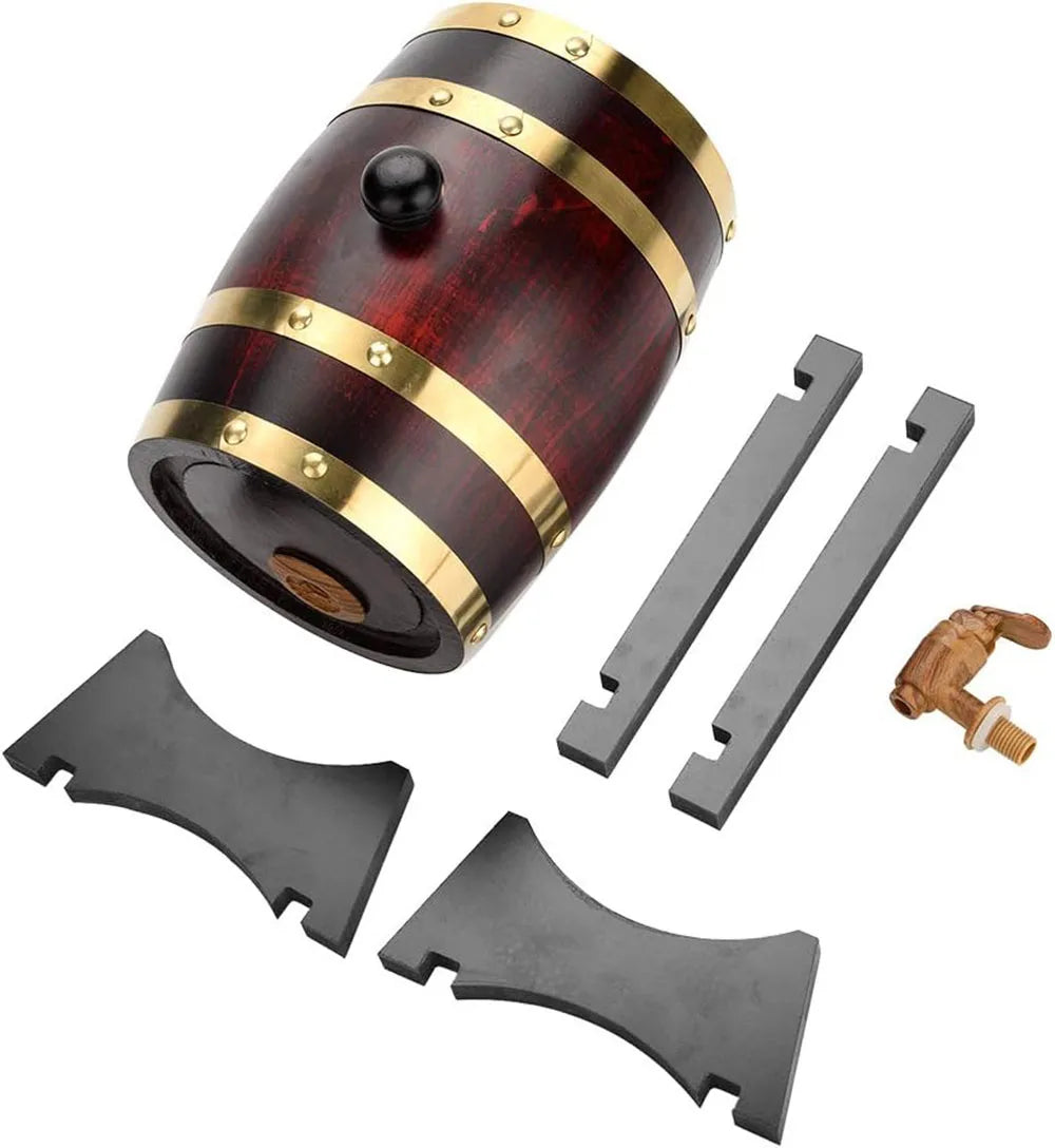 3L Wood Barrel Vintage Oak Beer Brewing Tools Tap Dispenser for Rum Pot Whisky Wine Bar Tools
