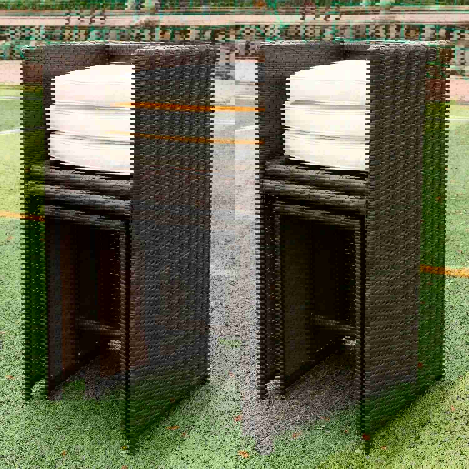 9 Pieces Patio Dining Sets Outdoor Space Saving Rattan Chairs with Glass Table