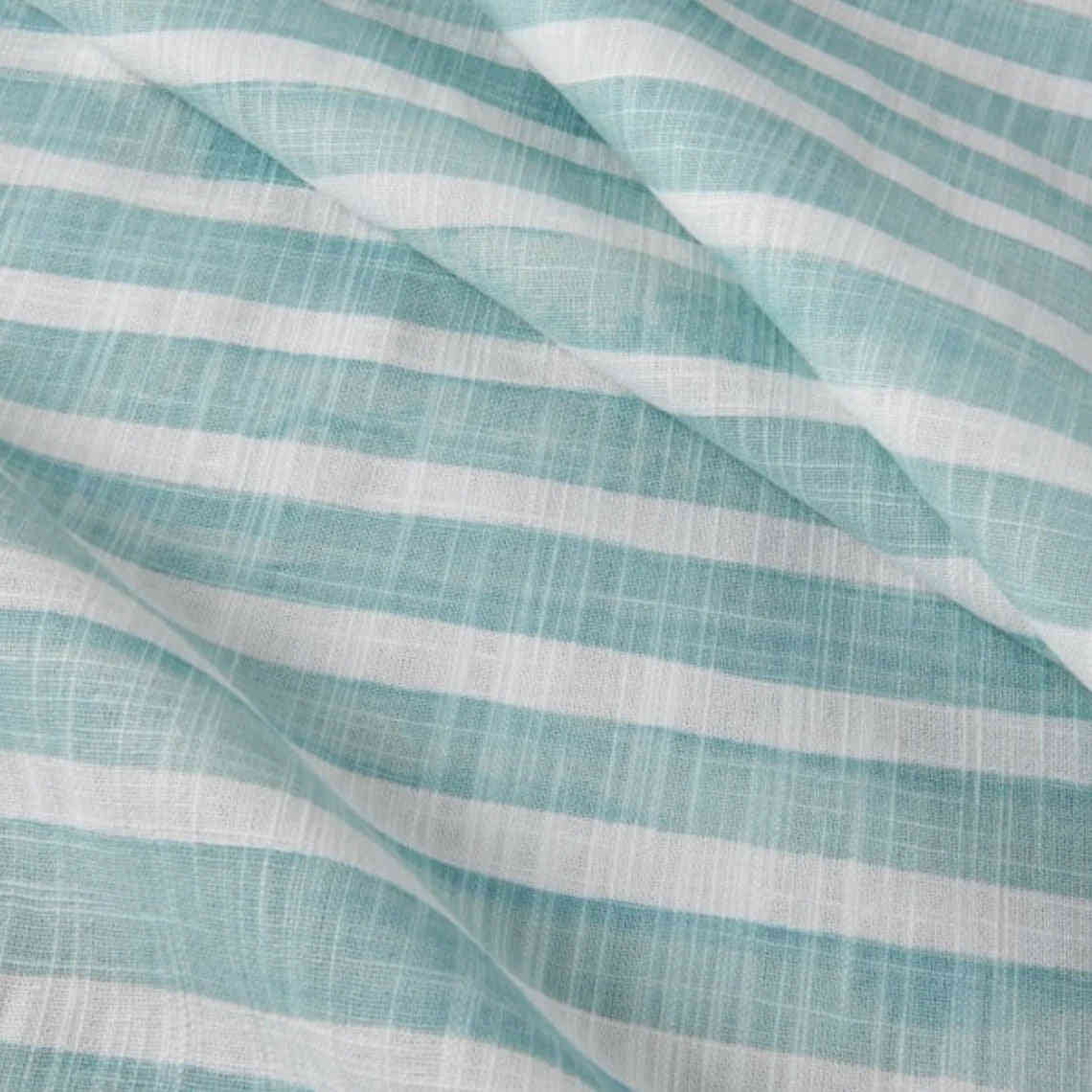 Empress Swag Valance in Nelson Cancun Blue Horizontal Watercolor Stripe