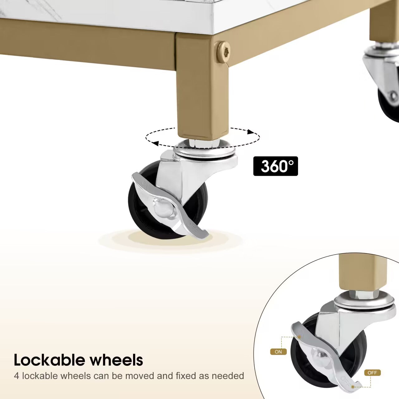 BarberPub Salon Trolley with Wheels - Rolling Barber Cart with Drawers & Marbled Board