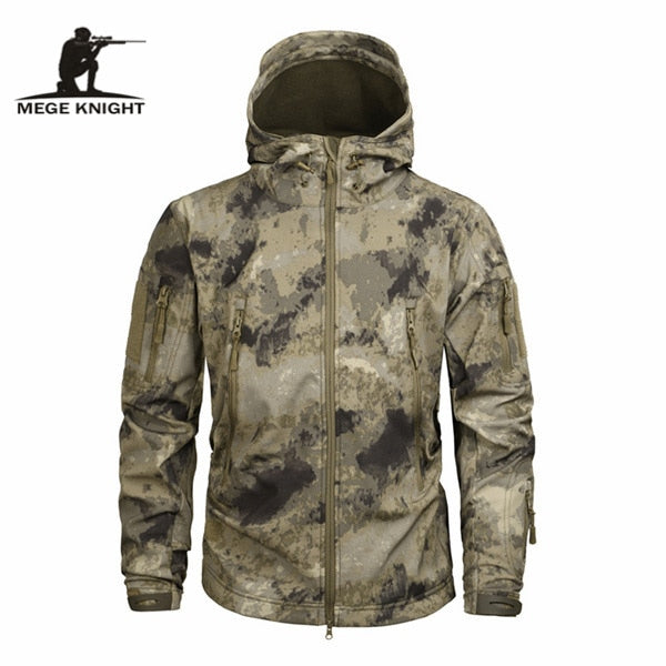 Mege Brand Men's Military Camouflage Fleece Jacket - Tactical Windbreaker
