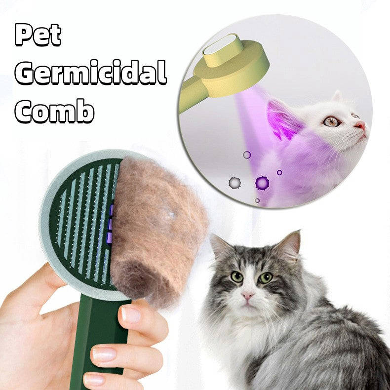 USB Rechargeable Pet Germicidal Sterilizing Comb - Automatic Hair Removal Grooming Tool for Cats and Dogs