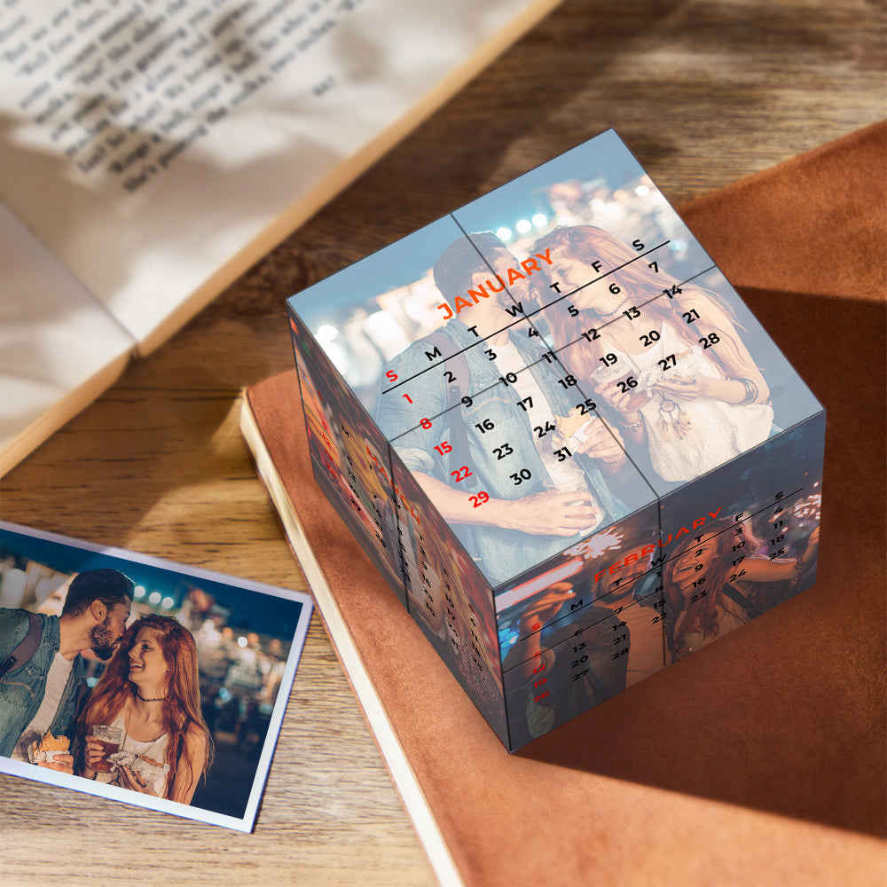 Custom Calendar Photo Rubik's Cube - Personalized Infinity Photo Folding Cube for Anniversary Gifts
