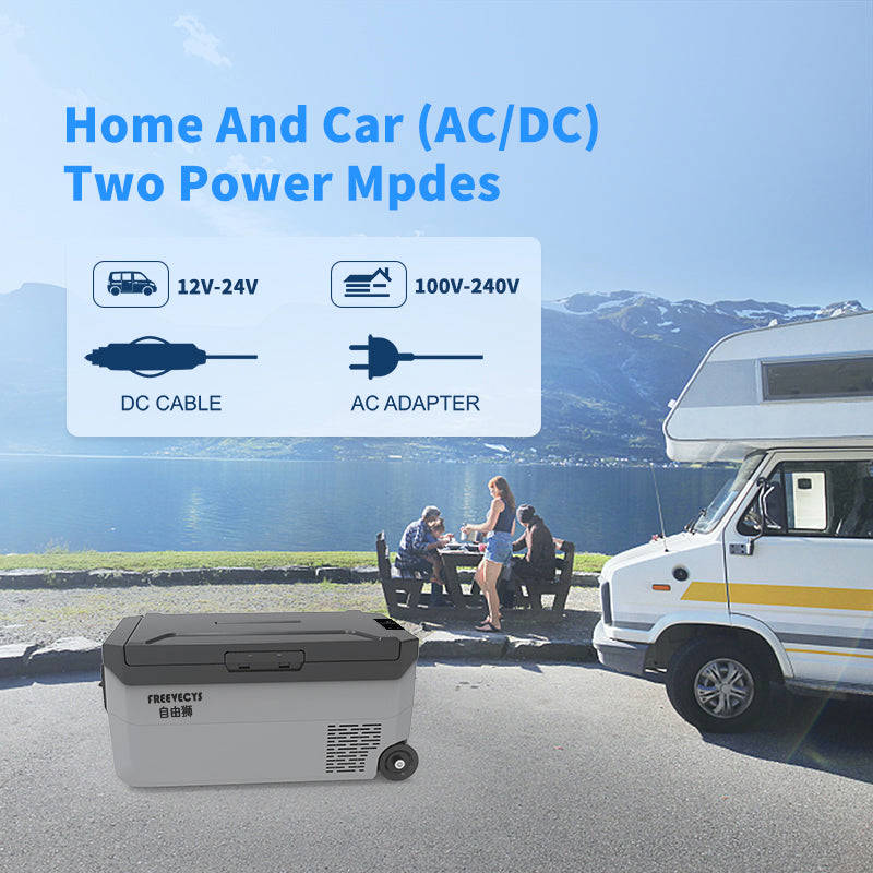 FREEVECYS CR35 Car Refrigerator, 35L Dual Zone Portable Freezer for RV, Truck, Boat, Outdoor and Home
