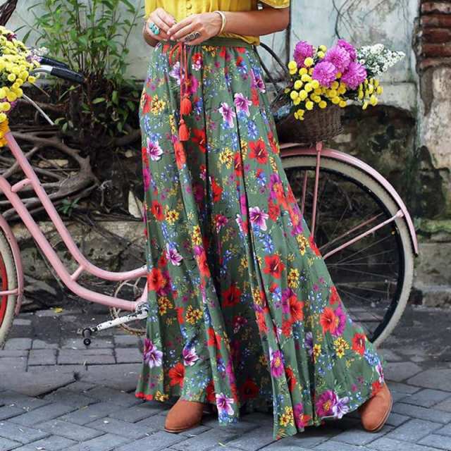 FASHION FLORAL MAXI SKIRT - A-Line Casual Polyester Dress