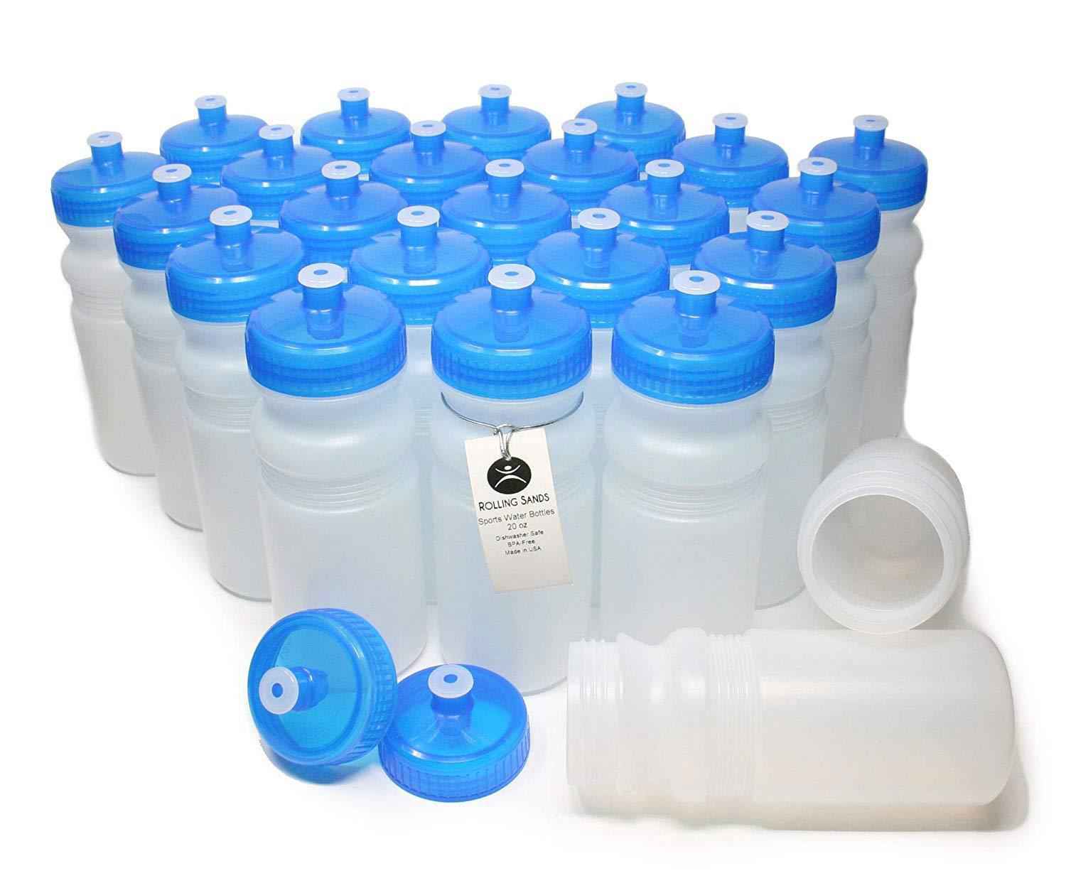Rolling Sands 20 Ounce Sports Water Bottles 24 Pack - BPA-Free, Dishwasher Safe, Made in USA