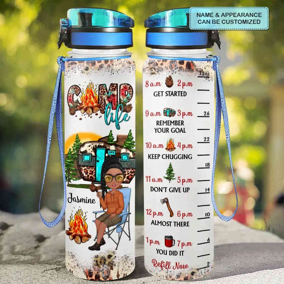 Personalized Custom Water Tracker Bottle - Motivational Hydration Bottle for Camping & Daily Use