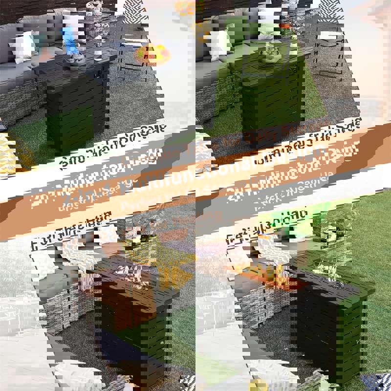 42 Rectangular Propane Fire Pit Table 60,000 BTU Gas Fire Pit with Solid Steel Frame & Waterproof Cover