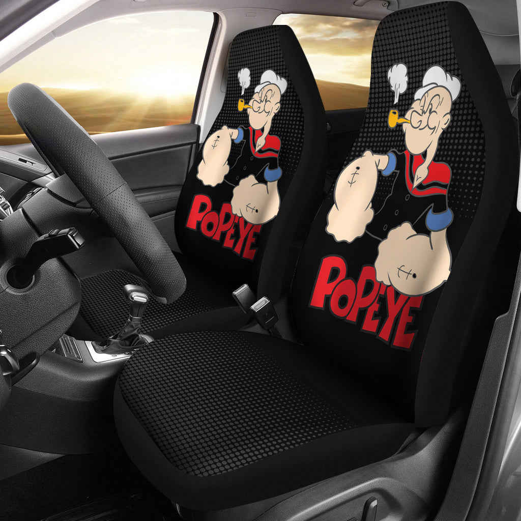 Popeye Car Seat Covers - Halftone Background Custom-Made Car Accessories