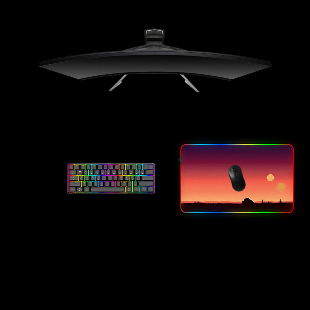 Star Wars Tatooine Design RGB Gaming Mouse Pad - M-XXL Size with LED Lighting