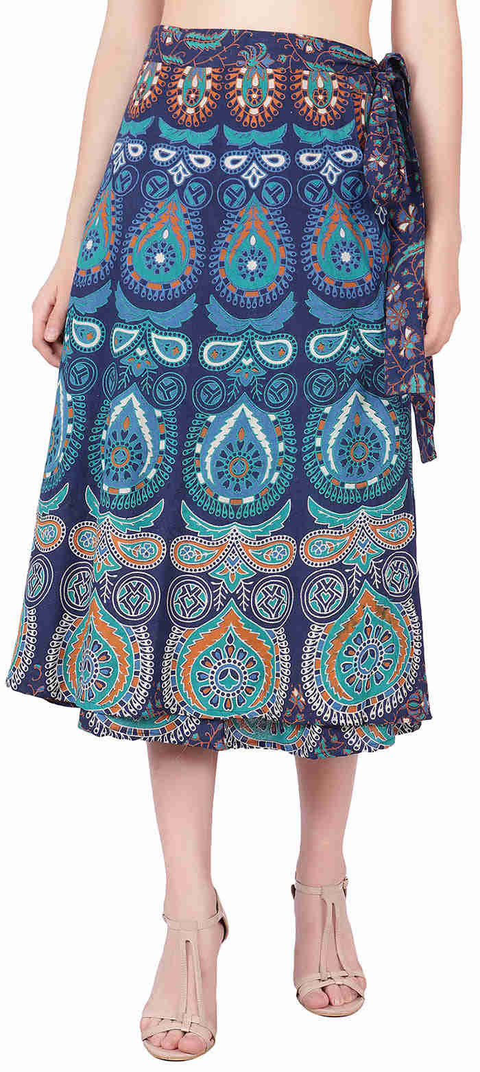 India Long Skirt Womens Cotton Ethnic Indian Clothing (Blue, One Size)