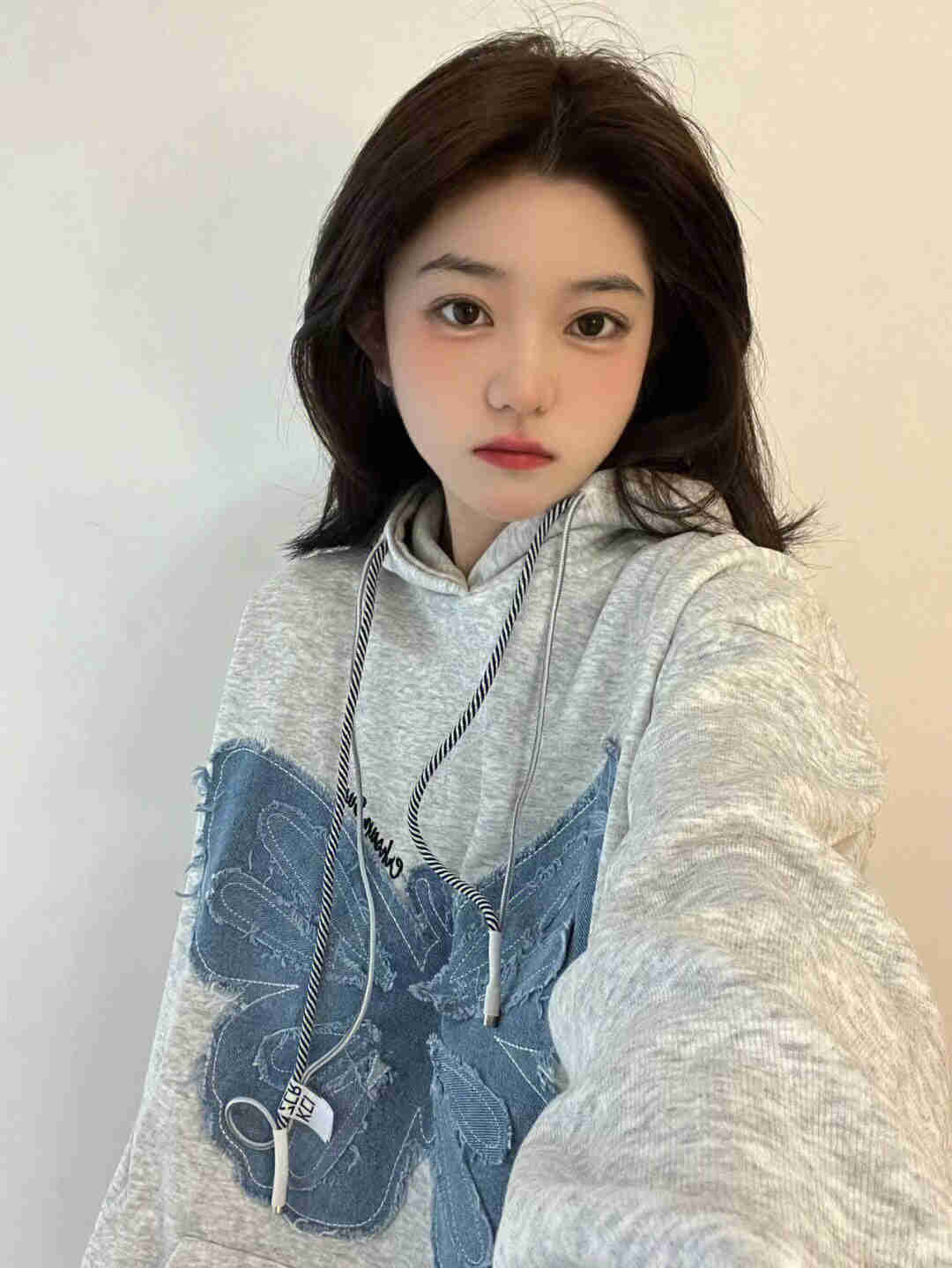 Trizchlor Denim Butterfly Patchwork Oversized Hoodie for Women - Streetwear Hip Hop Casual Long Sleeve Pullover