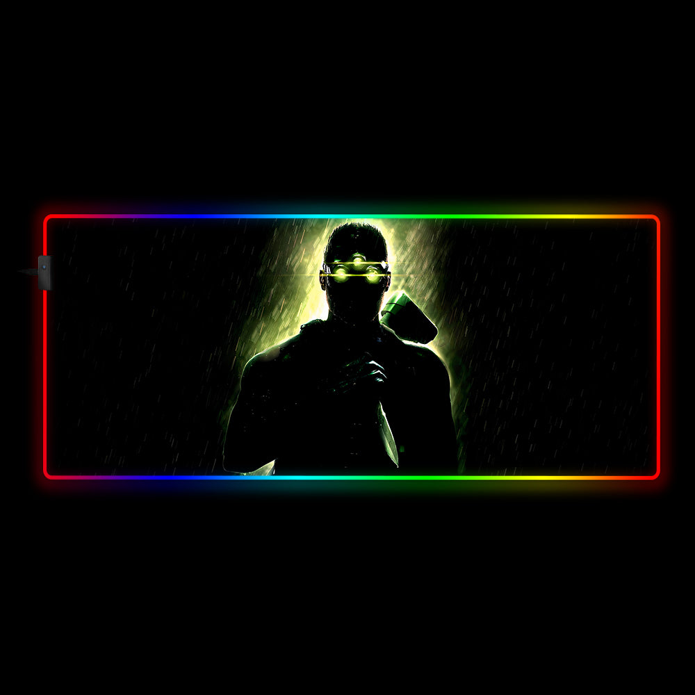 Sam Fisher Design RGB Gaming Mouse Pad - M-XXL Size with Dynamic LED Lights