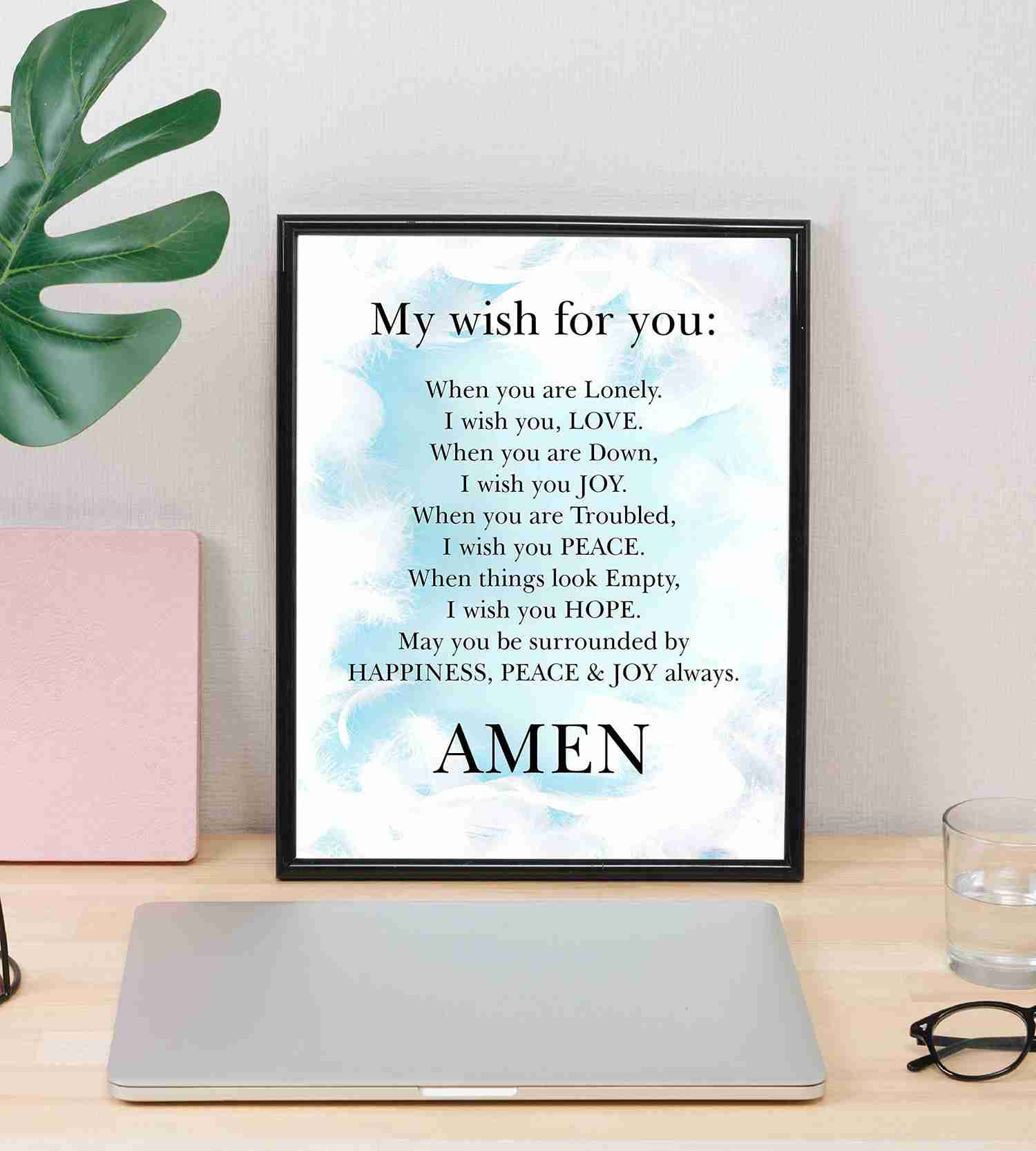My Wish For You - Happiness, Peace & Joy Always Christian Prayer Wall Art - 8 x 10 Typographic Poster Print