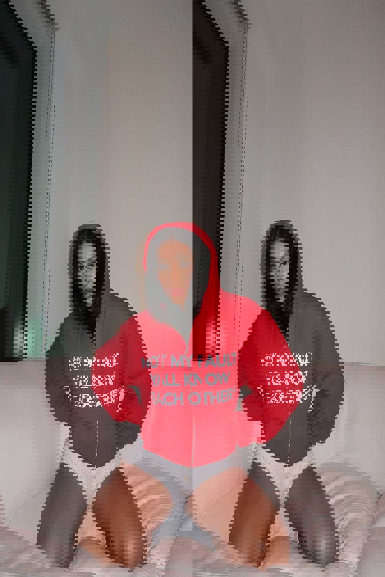 NOT MY FAULT ZIPUP HOODIE - RED