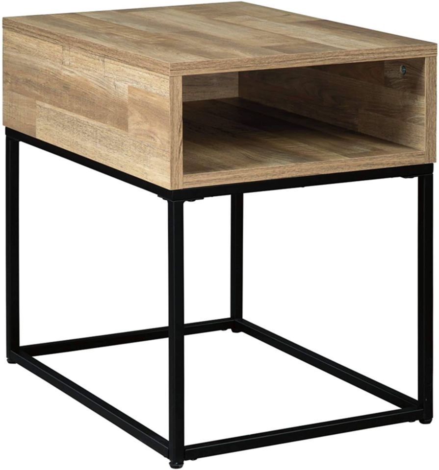 Urban Rectangular End Table with Storage, Natural Brown
