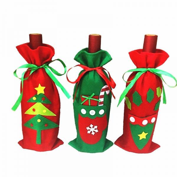 Christmas Tree Style Champagne Wine Bottle Cover Bag - Red Party Decor