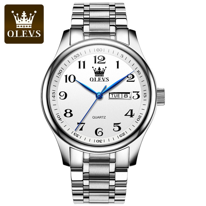 OLEVS 5567 Fashion Waterproof Steel Strap Calendar Business Quartz Casual Watch for Men and Women