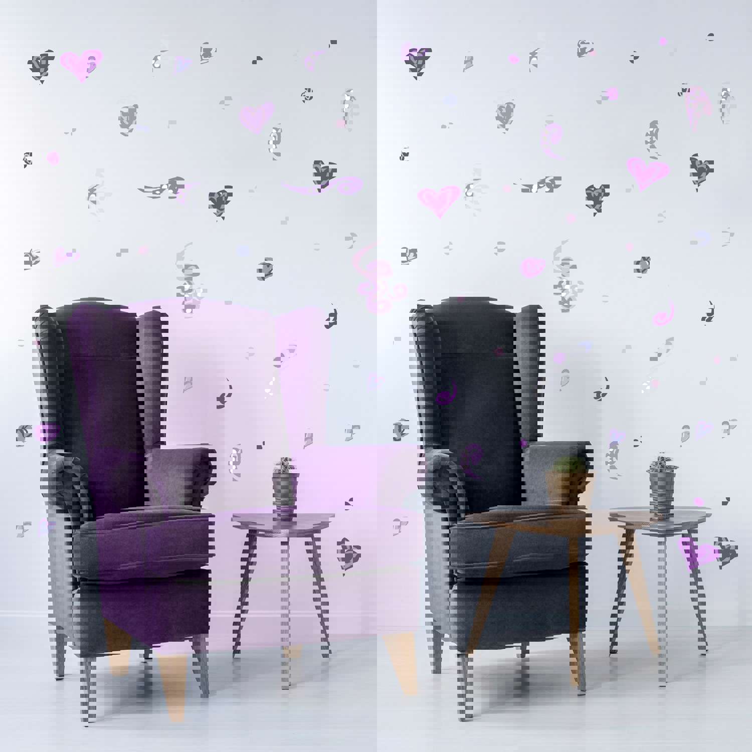 Purple Hearts Wall Decals - Fun & Playful Room Decor