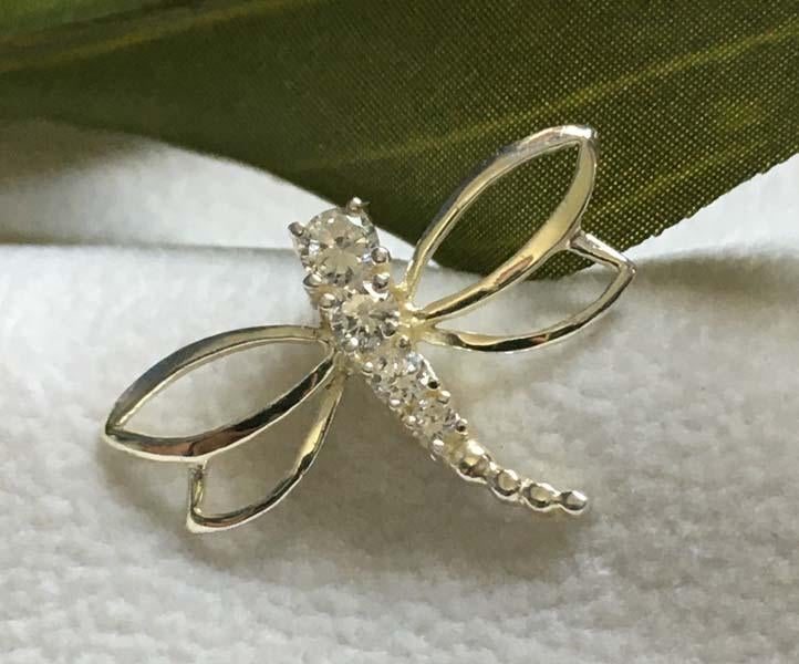 Sterling Silver Dragonfly Pendant 14K Necklace